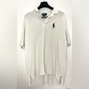 Vtg 90s Ralph Lauren Rugby Polo Shirt White Men Short Sleeve Big Pony XXL READ